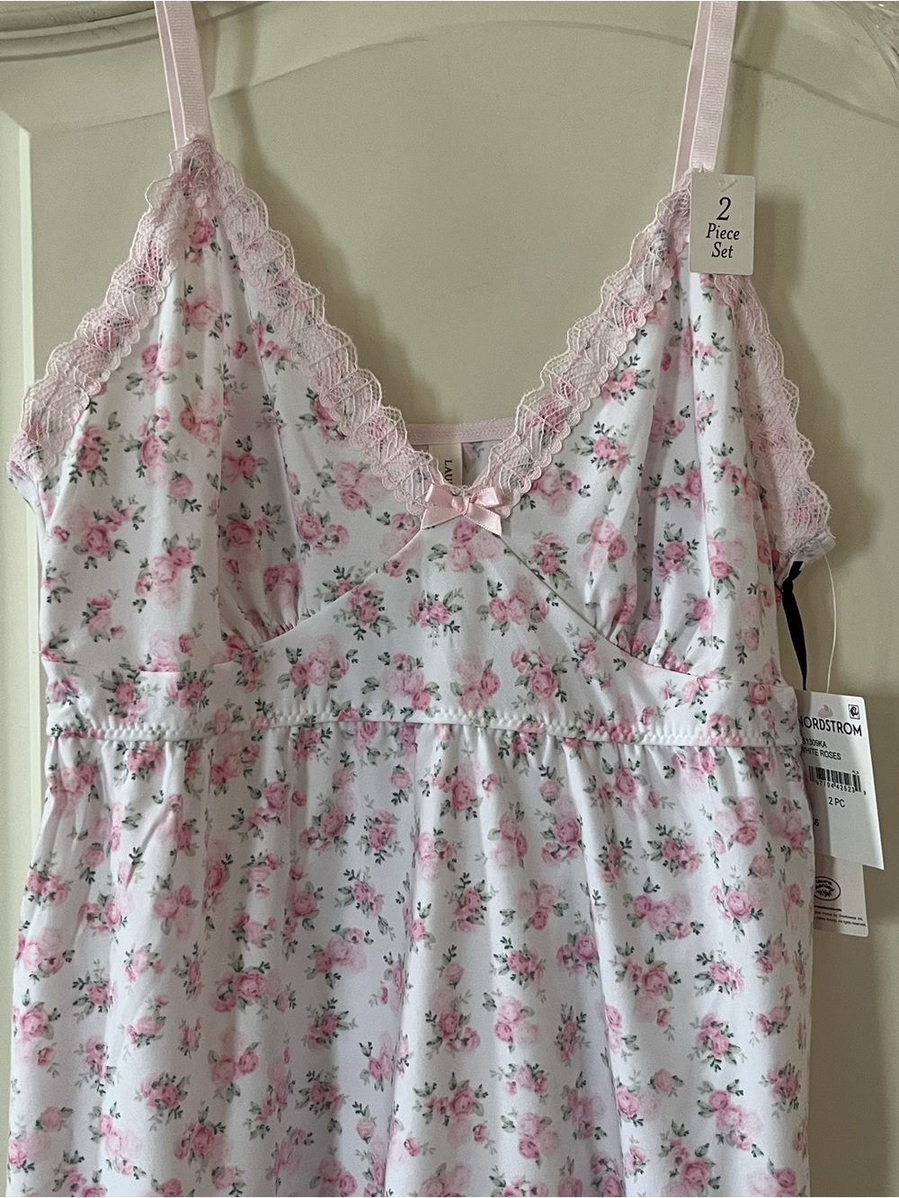 Laura Ashley “Pink Roses” Floral Lace-Trim Sleep Set, Cami & shorts Size Large - Picture 11 of 16
